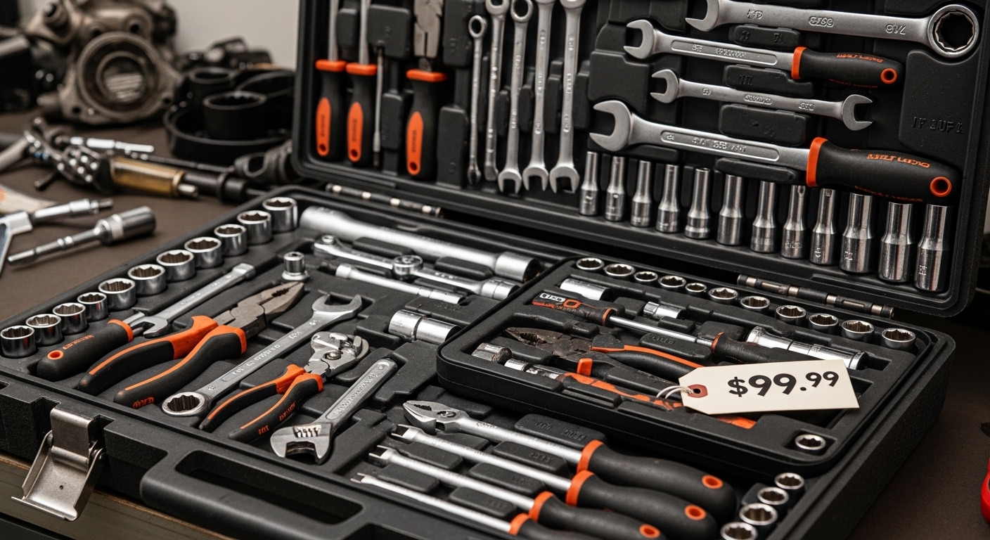 mechanic selecting chrome vanadium socket set