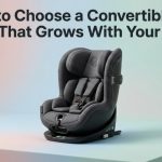 Text overlay reading how to choose a convertible car seat that grows with your child.