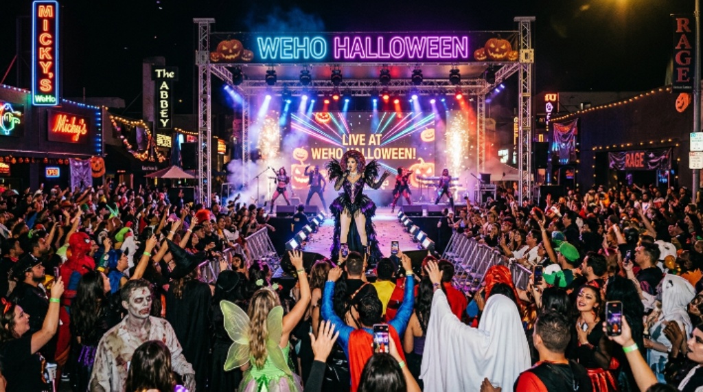 Main stage performance at West Hollywood Halloween night event