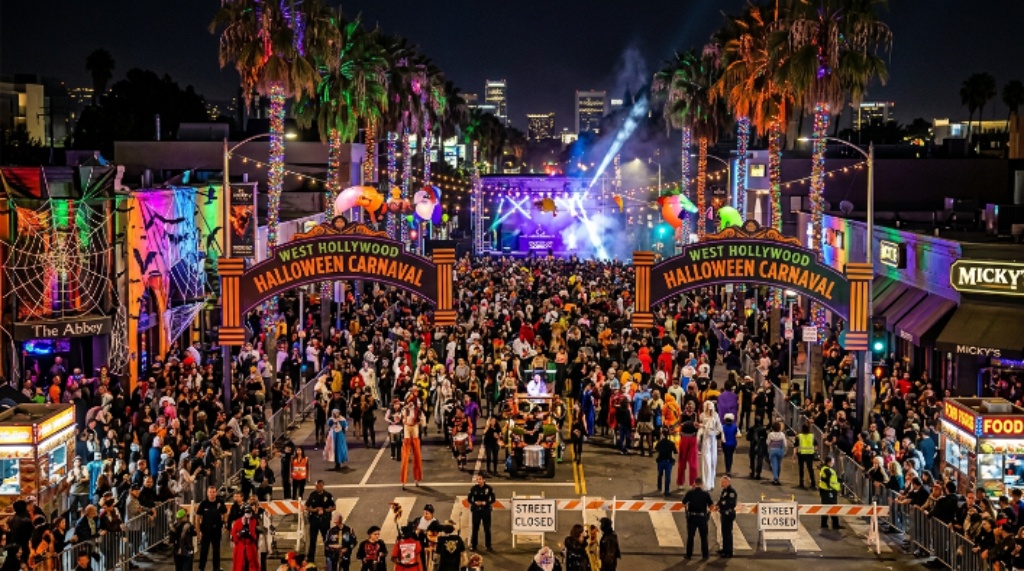 Santa Monica Boulevard closed for Halloween Carnaval celebration