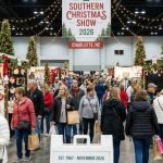 Shoppers browsing holiday vendor booths at the Southern Christmas Show 2026 in Charlotte NC